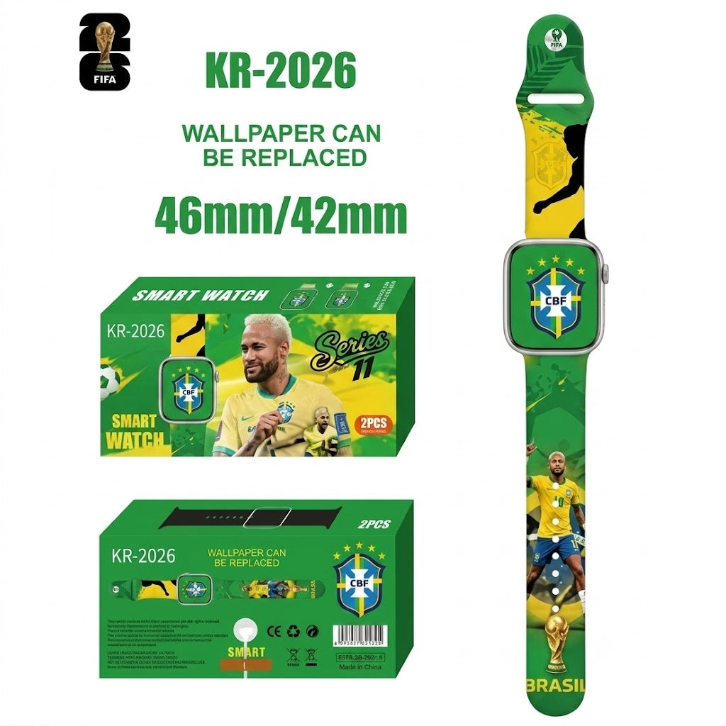 Smartwatch Edición Especial Brasil Mundial 2026 KR-2026 Fondo Pantalla Personalizable