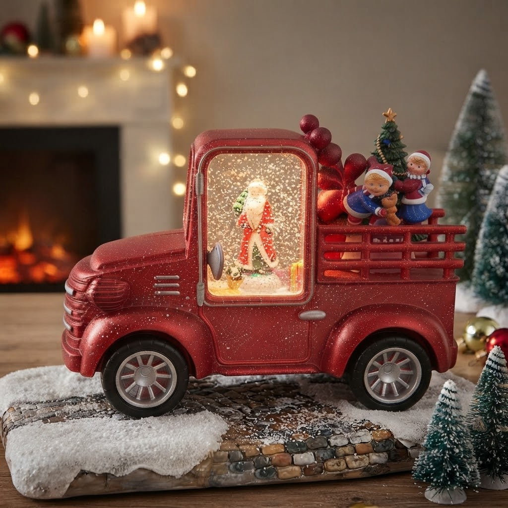 Camión Navideño Musical DS833G Con Luces y Sonido USB Pilas Rojo 25x18 cm