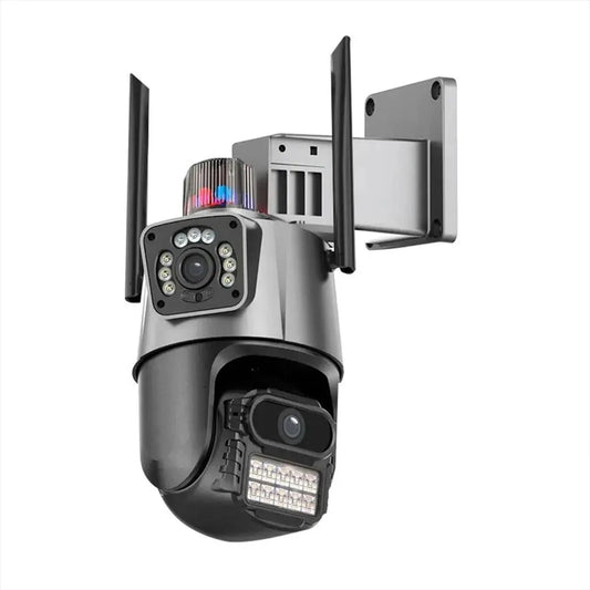 Cámara Seguridad Wifi Doble Lente Vision Nocturna Con Alarma