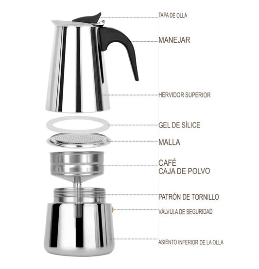 Cafetera Italiana Espresso Maker Acero Quirurgico 9 Tazas
