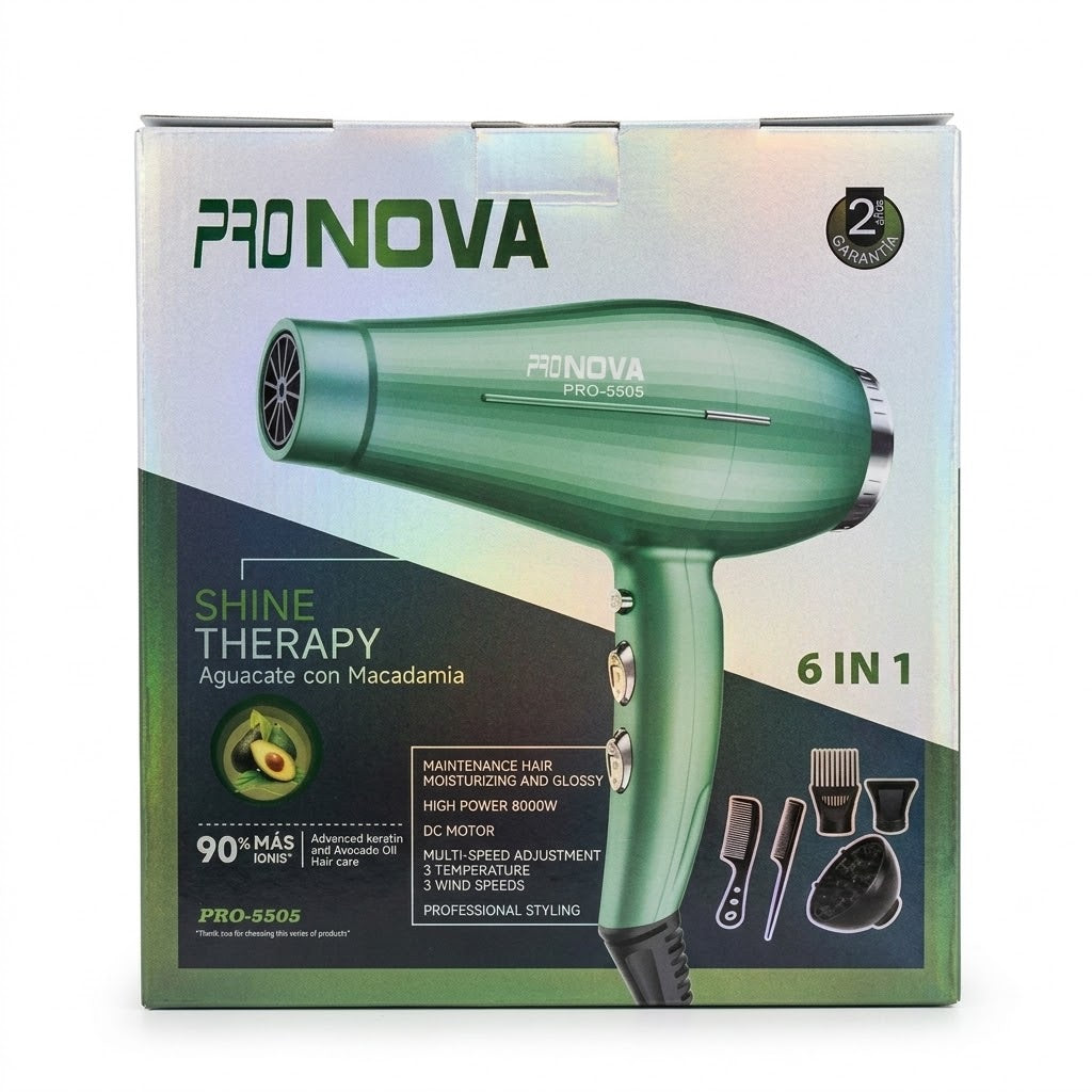 Secador de Cabello Profesional Pronova PRO-5505 8000W Shine Therapy 6 en 1