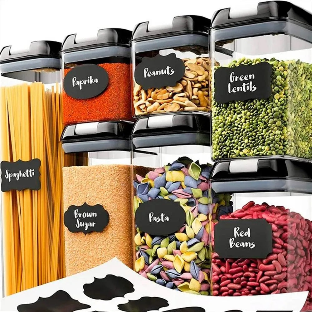 Set X 7 Contenedores De Alimentos Para Alacena En Plástico