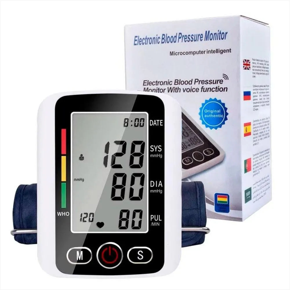 Tensiómetro Digital de Brazo Automático con Función de Voz y Pantalla LCD