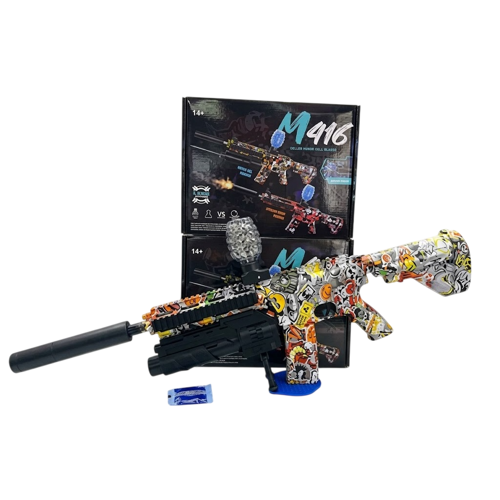 Rifle Automático de Hidrogel M416 Eléctrico – Lanzador de Gel con Estilo Grafiti