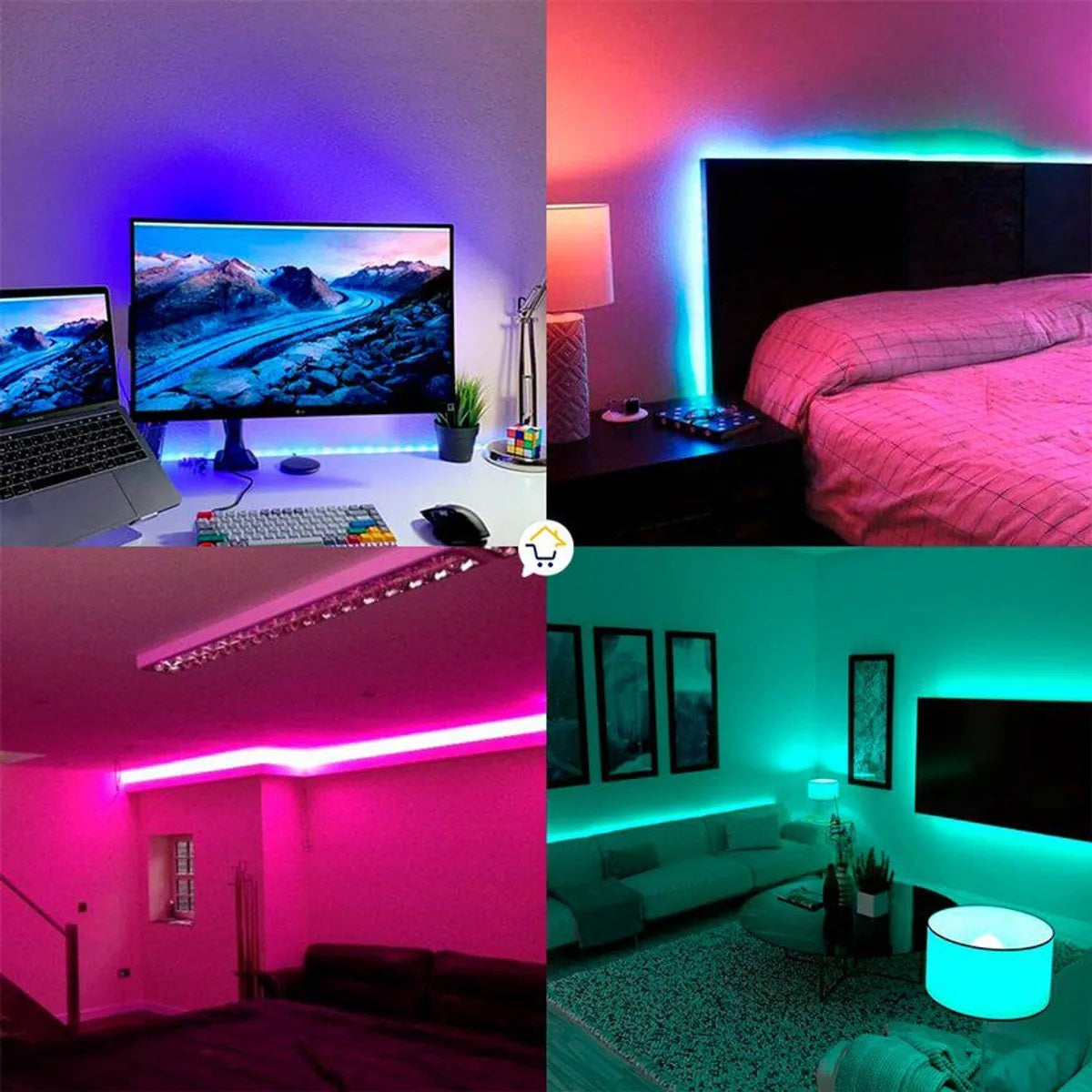 Cinta Luz Led Rgb Multicolor 5m Con Adaptador Y Control