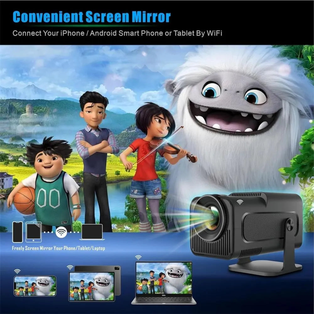 Proyector Inteligente HY320 Full HD 1080p Nativo – Smart TV Android 11, 300 ANSI Lúmenes, WiFi y Bluetooth