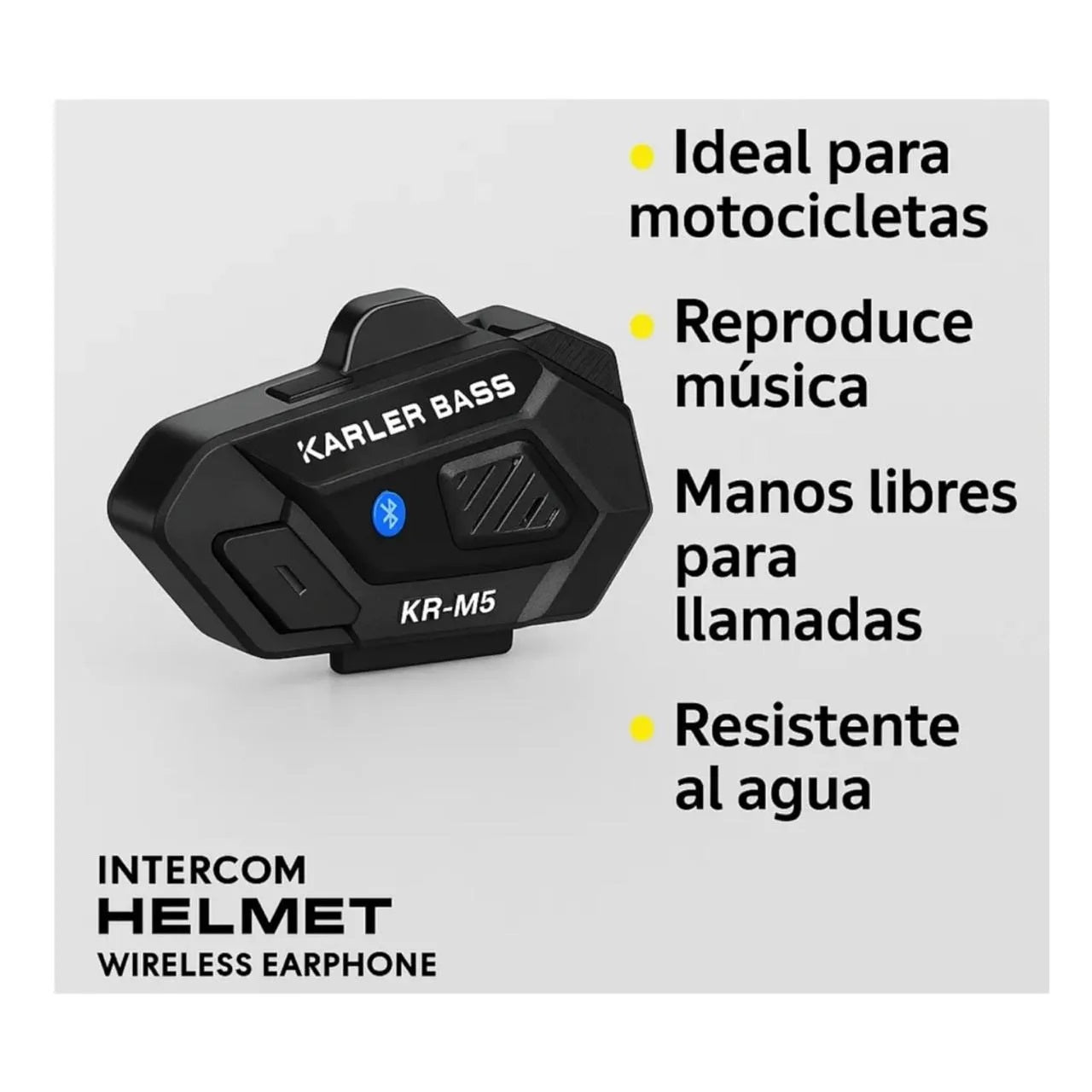 Intercomunicador Auriculares Bluetooth Para Casco Moto Karler Bass Impermeable KR-M5