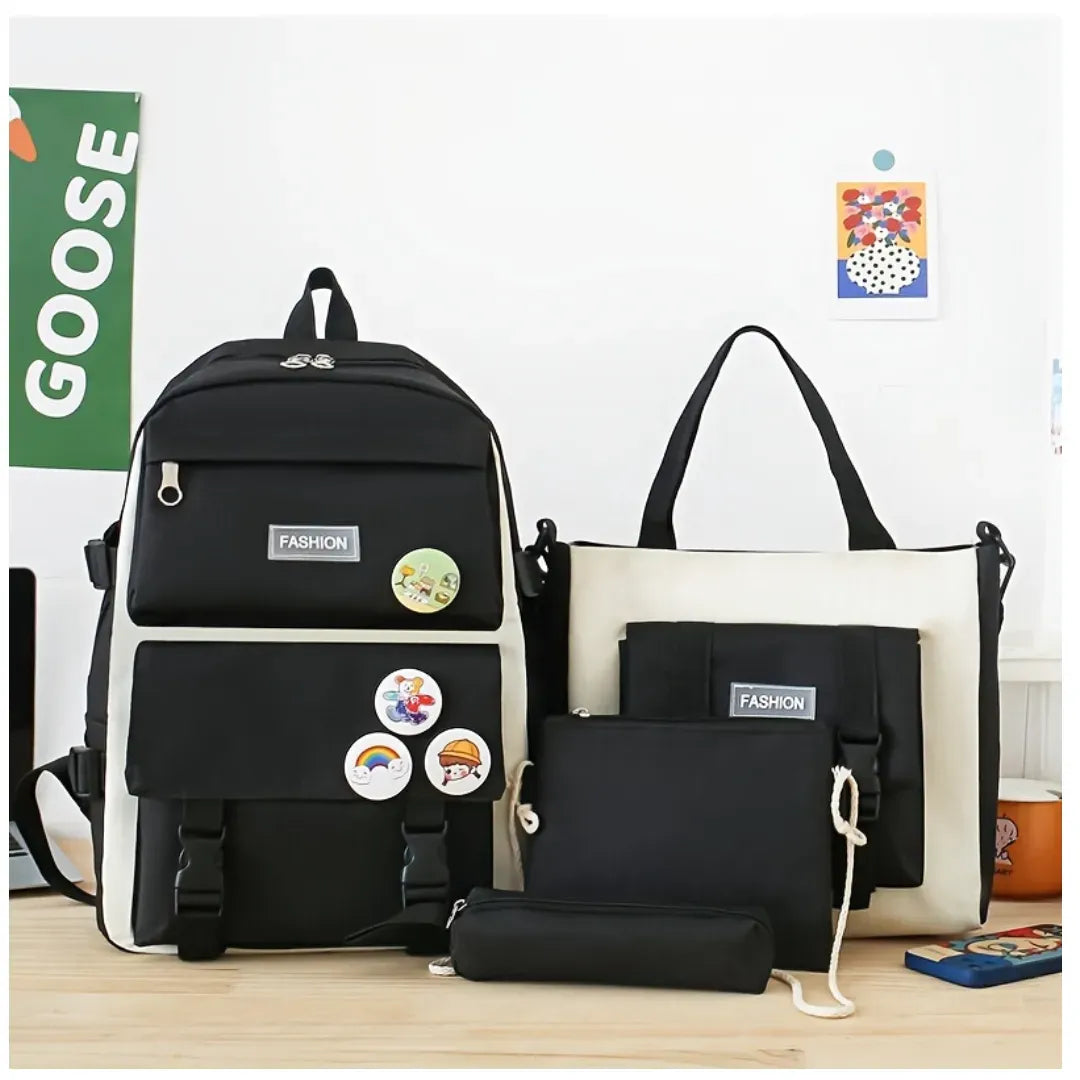 Maleta Mochila Morral Bolso Estuche Escolar Viajero 5 Piezas Negro