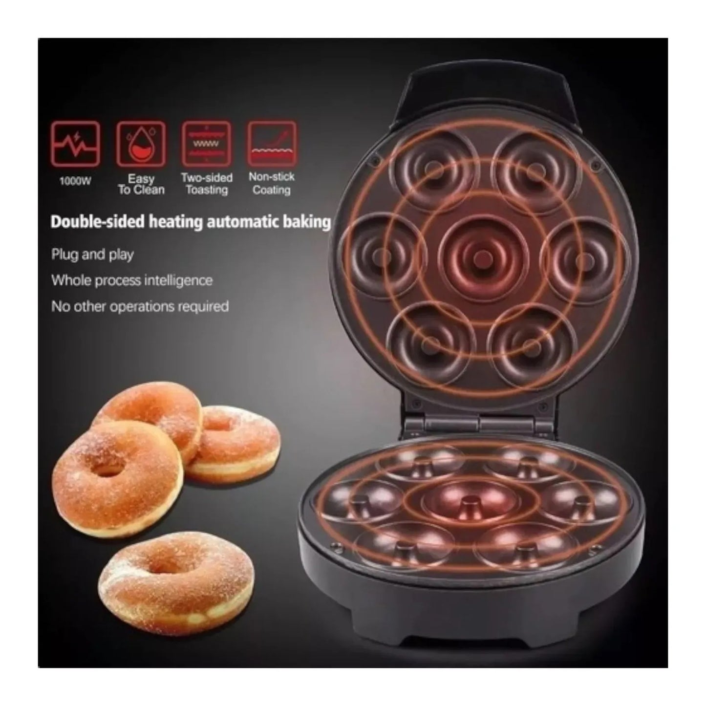 Maquina Mini Donas X7 Antiadherente Donut Maker Reposteria