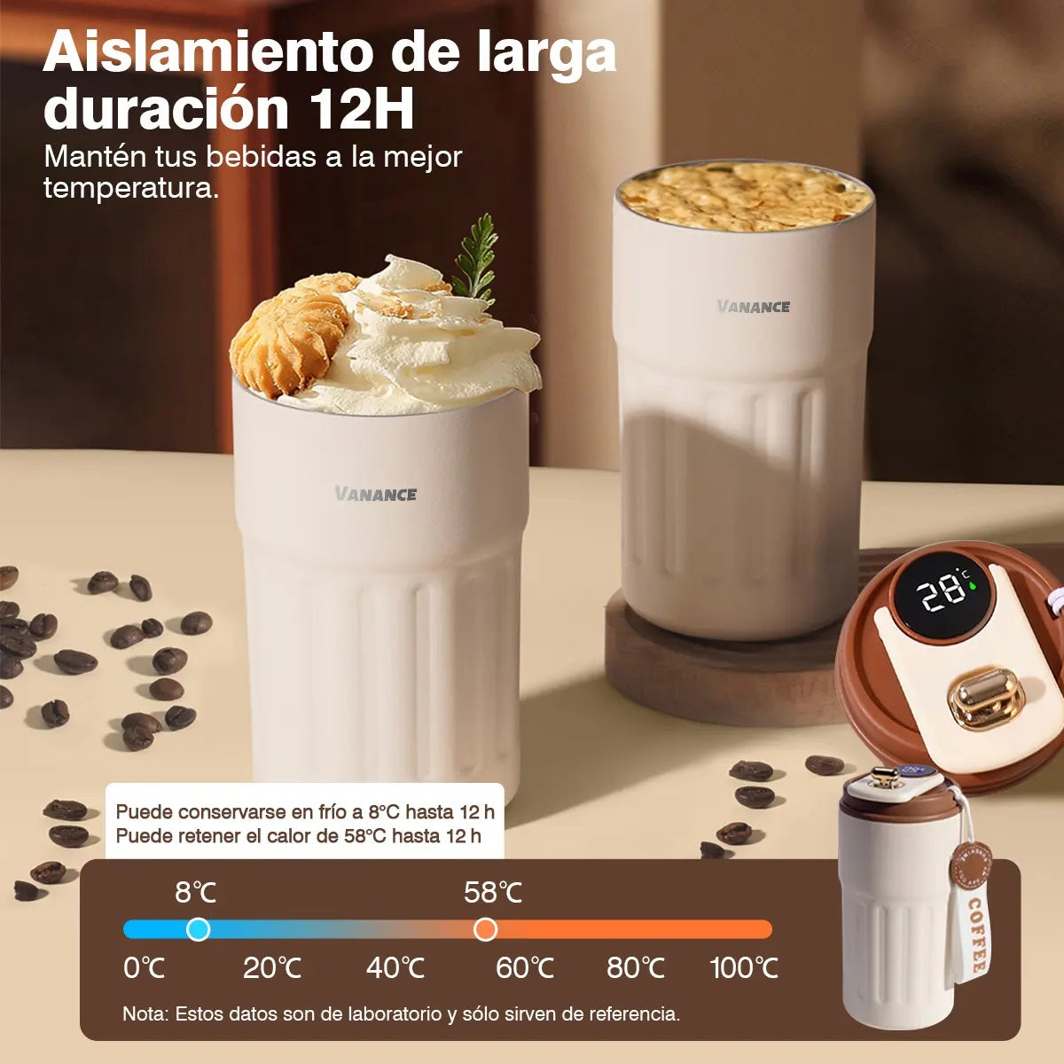 Termo Inteligente Taza De Cafe Pantalla Digital Led 500ml