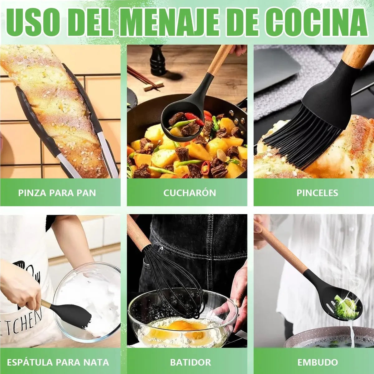 Utensilios De Cocina Silicona Espatulas Y Cuchillos 19 Set