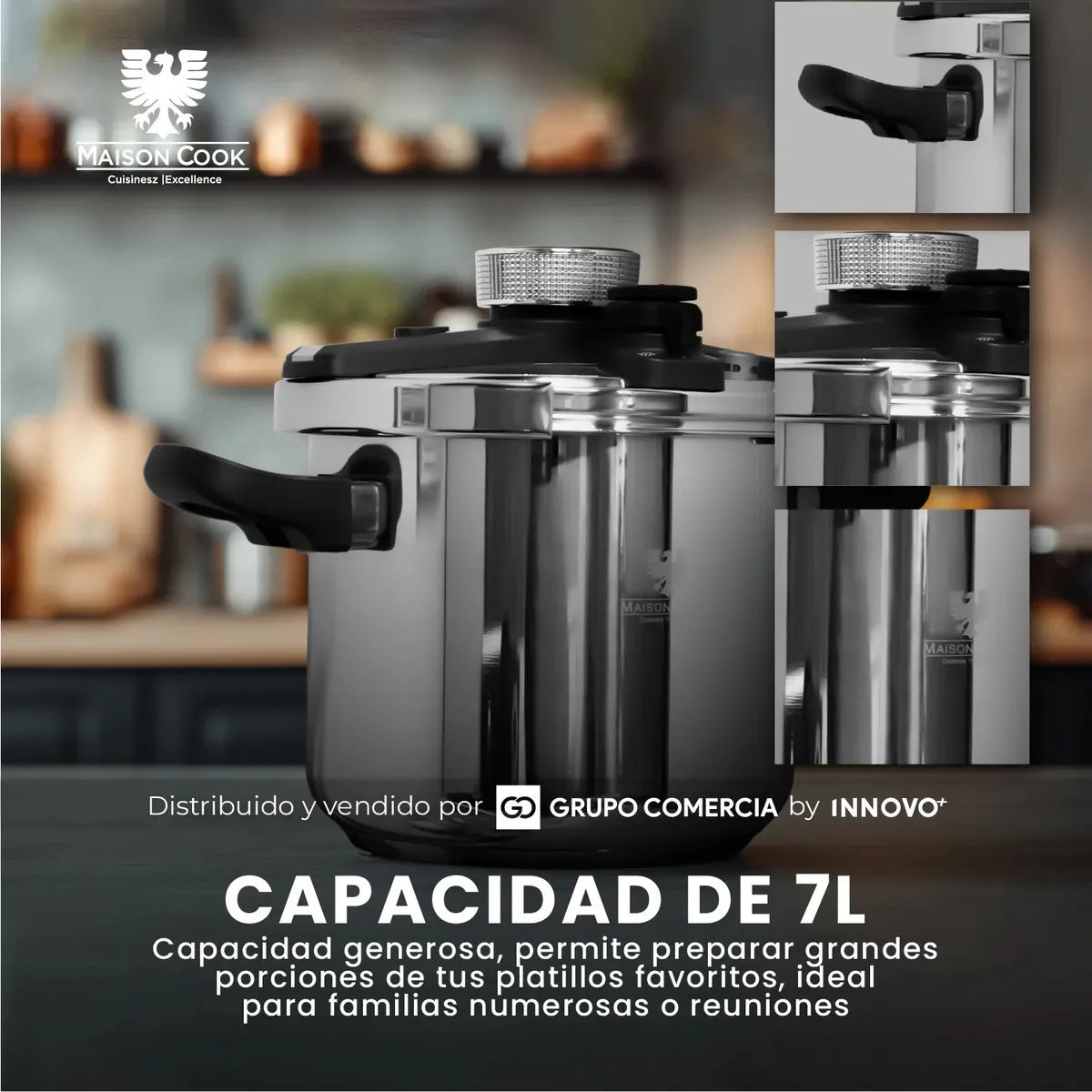 Olla a Presión Maison Cook 7L de Acero Quirúrgico – Gran Capacidad y Cocción Rápida