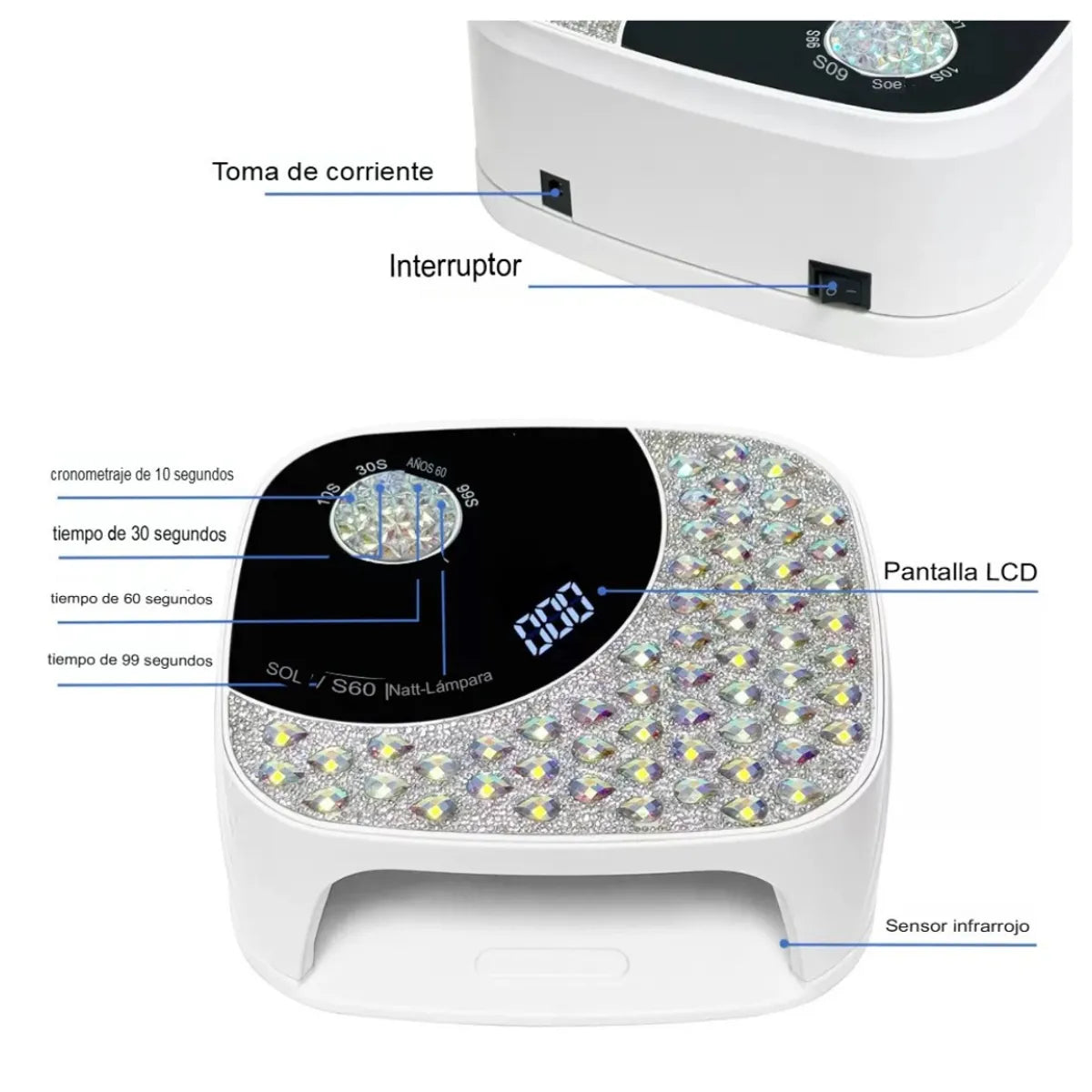 Lámpara Led Uv Profesional Secadora Uñas 168w Manicure