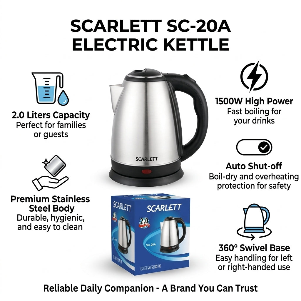 Tetera Eléctrica Scarlett SC-20A 2L