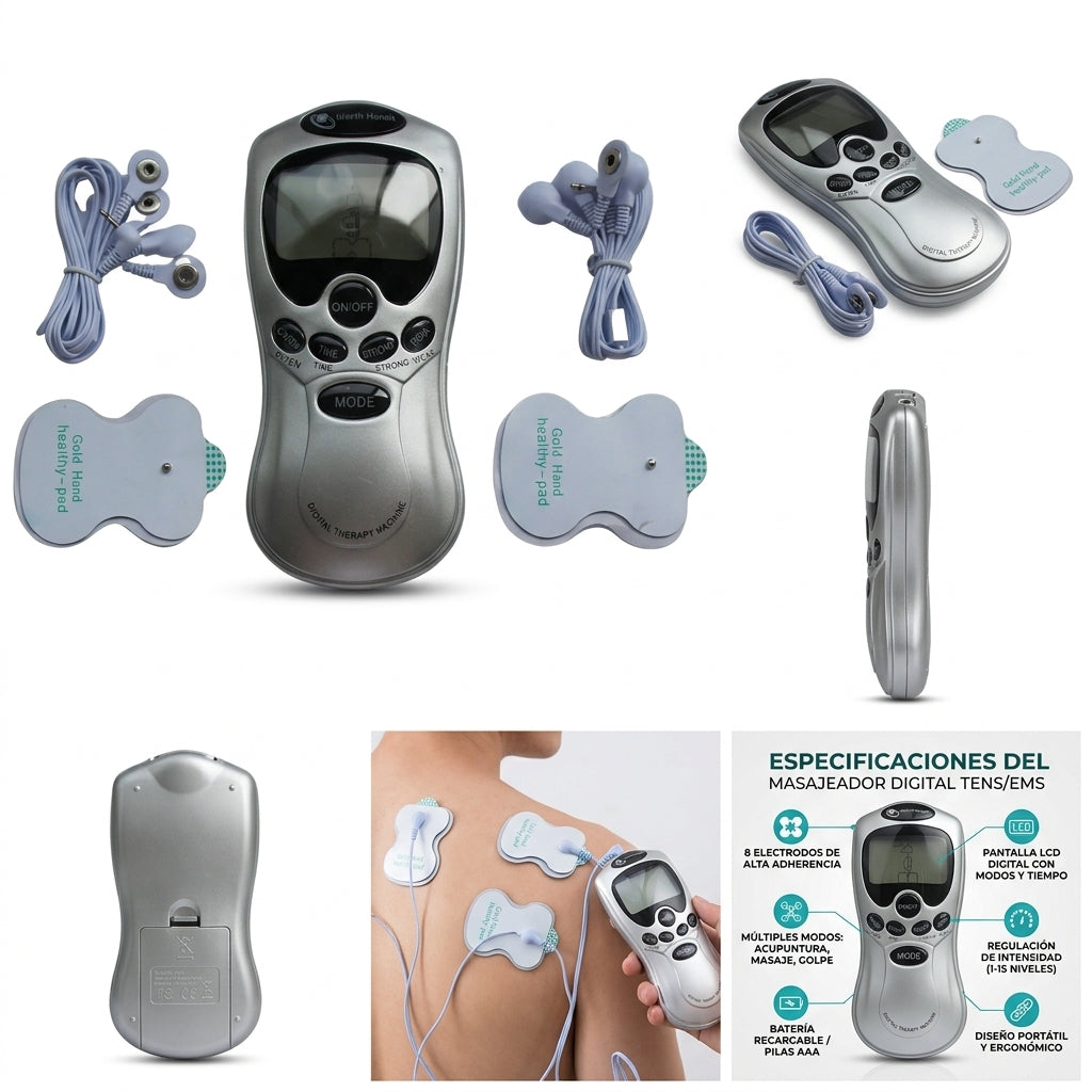 Masajeador Electro Muscular Digital 8 Electrodos