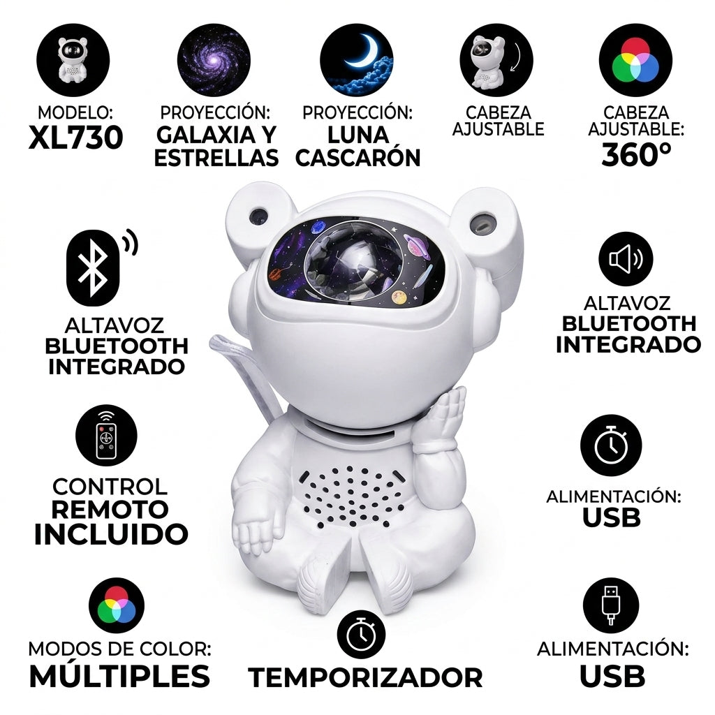 Proyector Astronauta Con Parlante Sentado