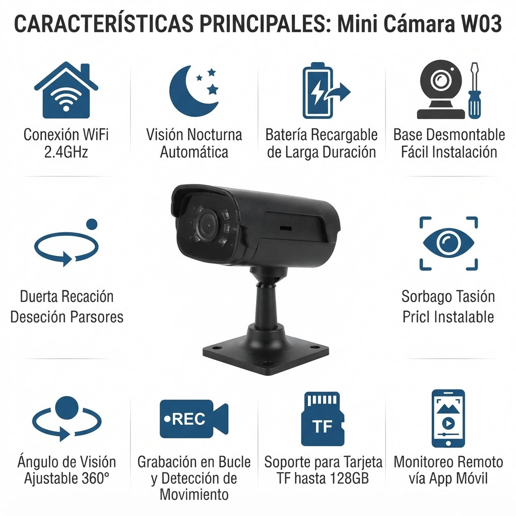 Mini Cámara W03 Recargable WiFi