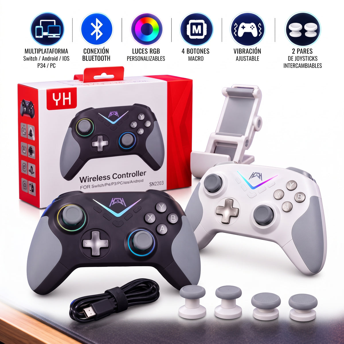 Control Gamer Bluetooth SN2203 Inalámbrico Para Videojuegos