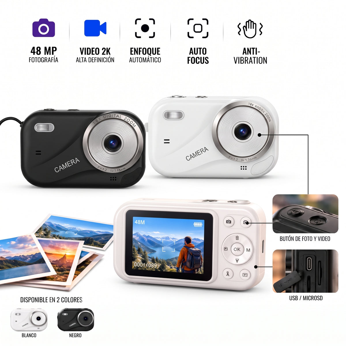 Cámara Digital PP6 Compacta Para Fotos Y Videos