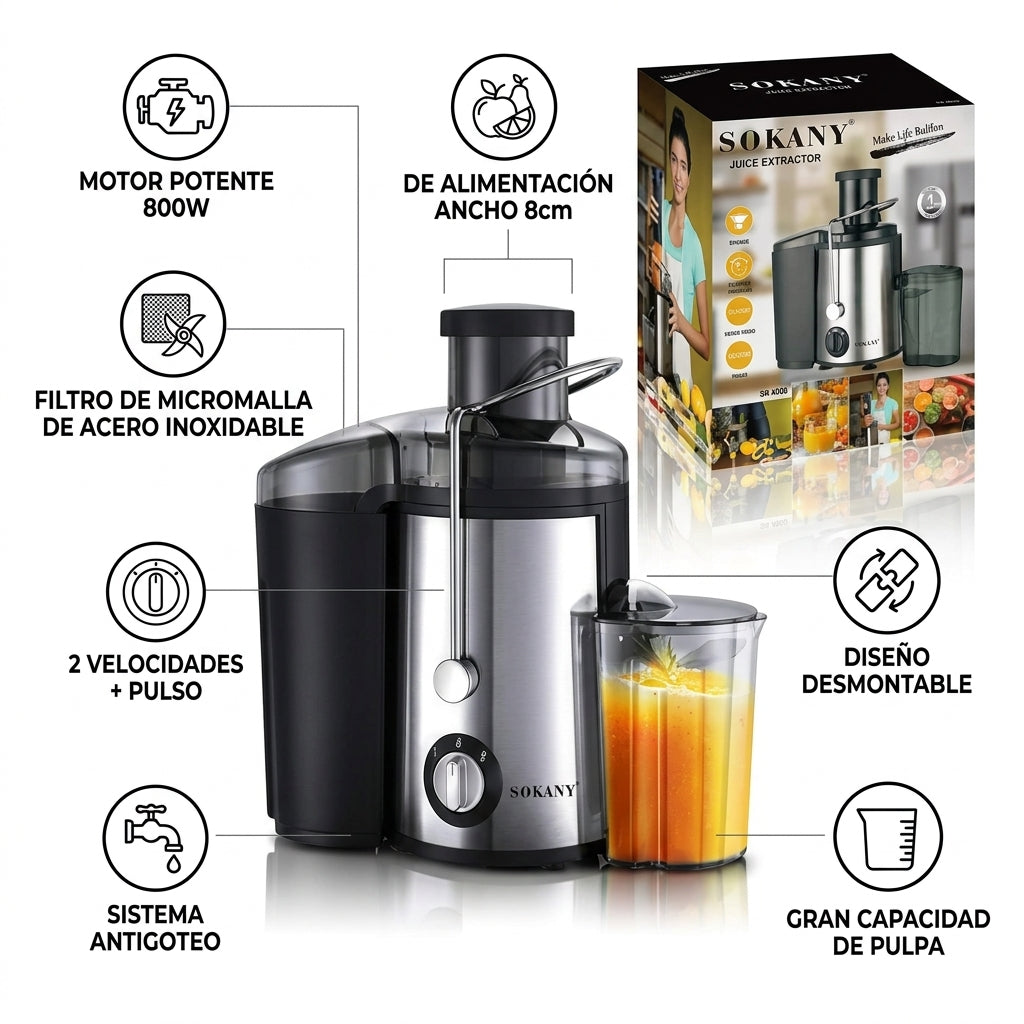 Extractor De Jugo Eléctrico Sokany Con Jarra Sk 4000