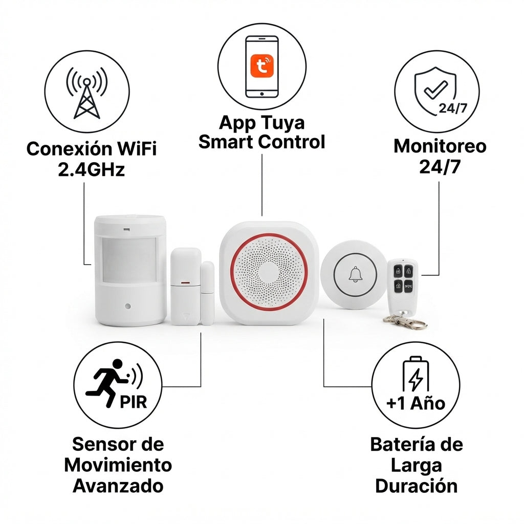 Kit Alarma WiFi Sencillo App Tuya