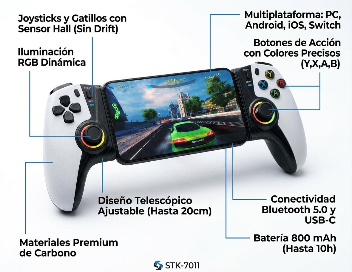 Control Bluetooth STK-7011 Hall Effect para PC y Dispositivos Compatibles