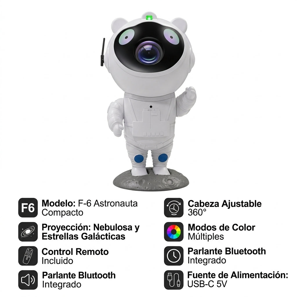 Proyector Astronauta Parlante F-6 Luz Galaxia Bluetooth