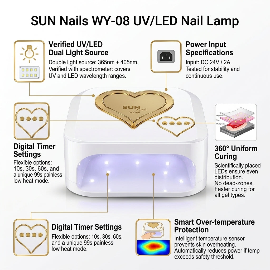 Lámpara UV/LED Para Uñas WY-08 De 288W Recargable Con Sensor Automático
