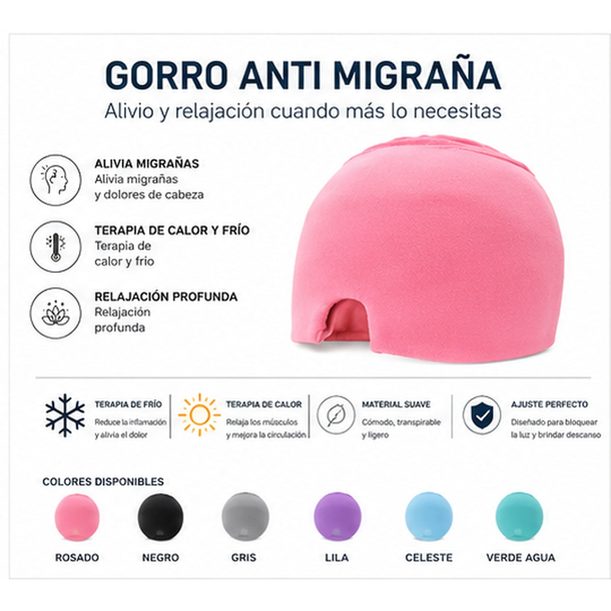 Gorro Antimigraña de Gel Frío y Calor – Alivio y Relajación