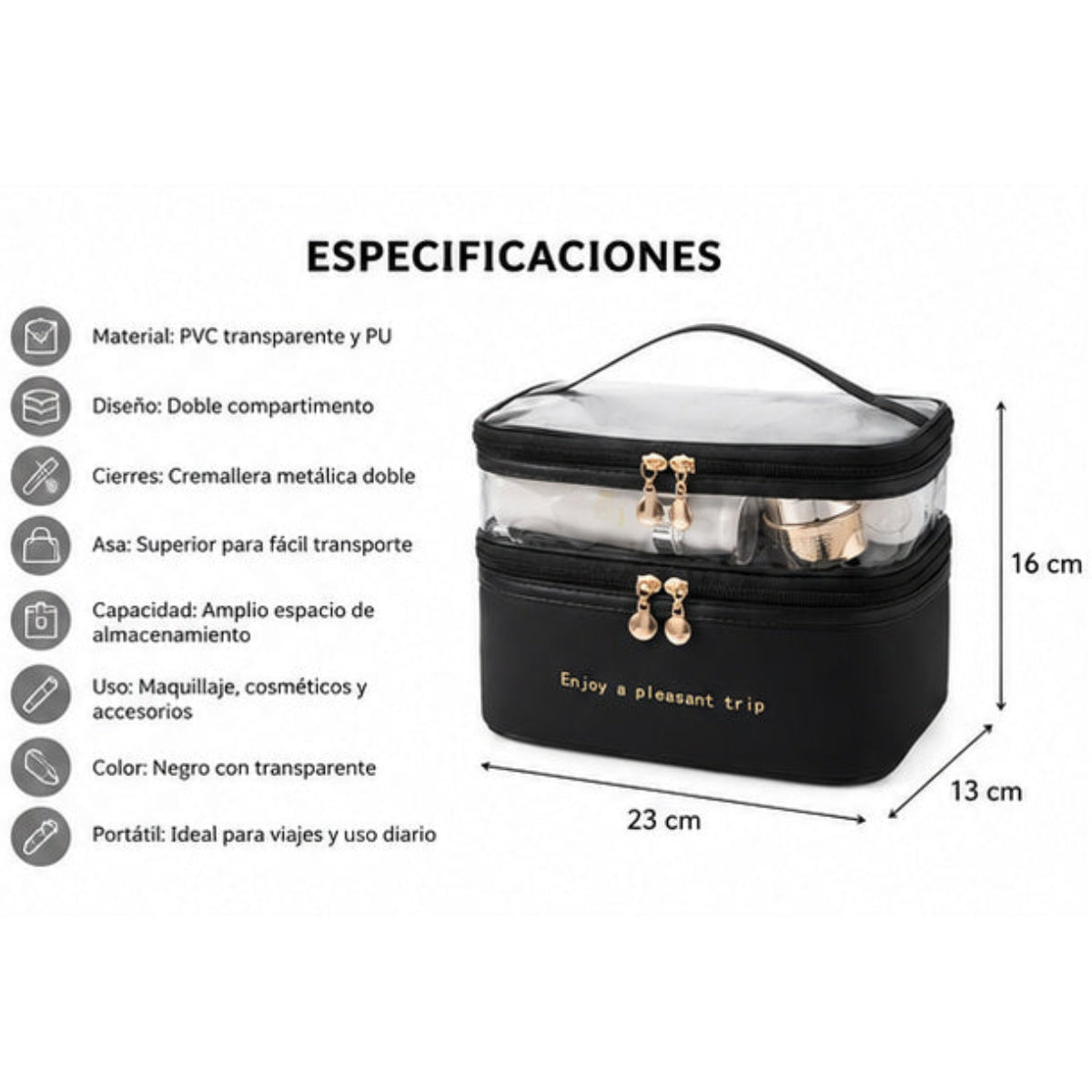 Cosmetiquera Doble Organizador de Maquillaje Neceser DUKMAR