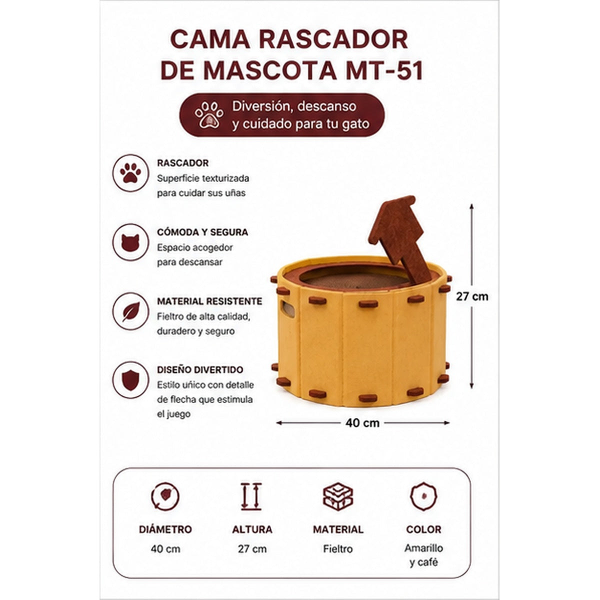 Cama Rascador de Mascota MT-512 – Comodidad, Descanso y Diversión