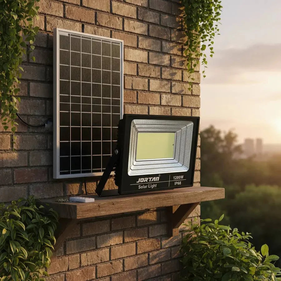 Reflector Solar LED JORTAN 1200W con Panel Solar y Control Remoto IP66