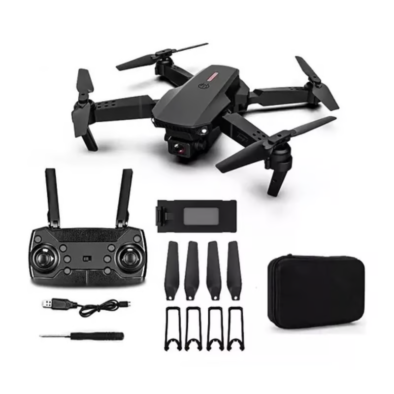 Drone E88 Con Doble Cámara Hd Negro 2.4ghz 2 Batería