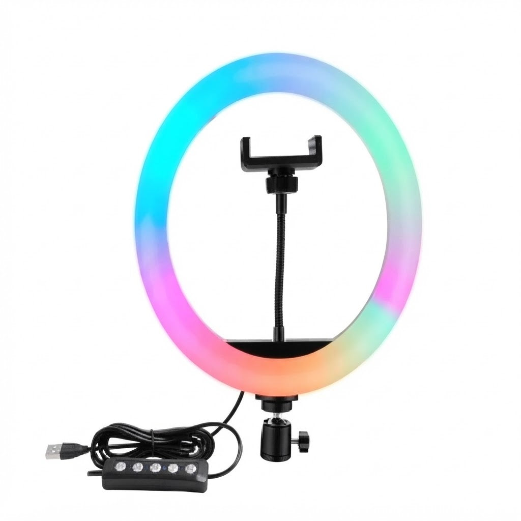 Aro De Luz Rgb Led Flash 26 Cm Fotografía Selfie + Trípode