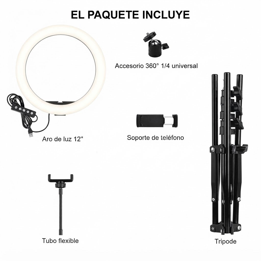 Aro De Luz Rgb Led Flash 26 Cm Fotografía Selfie + Trípode