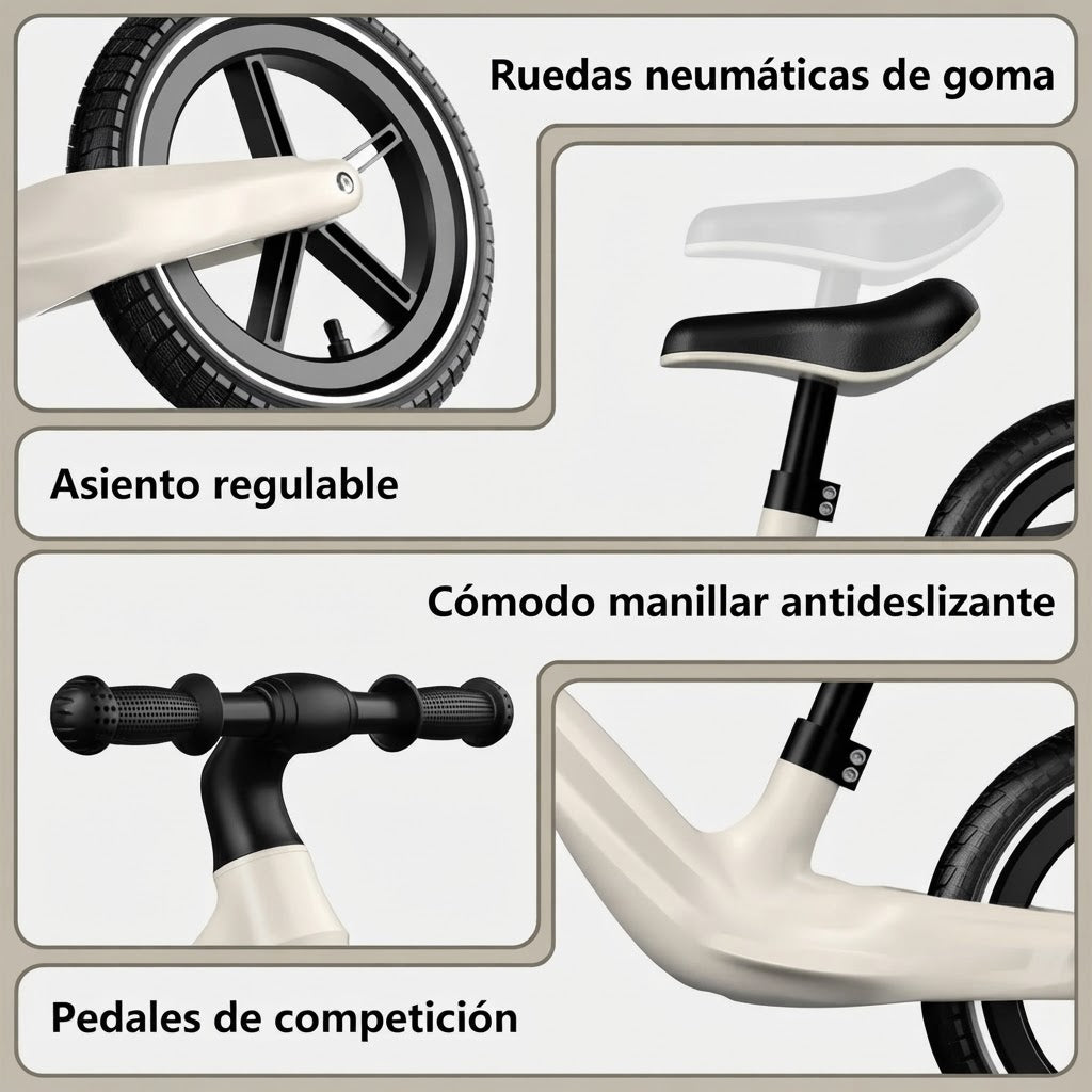 Bicicleta De Equilibrio Ajustable Para Niños Aquila Color Blanco