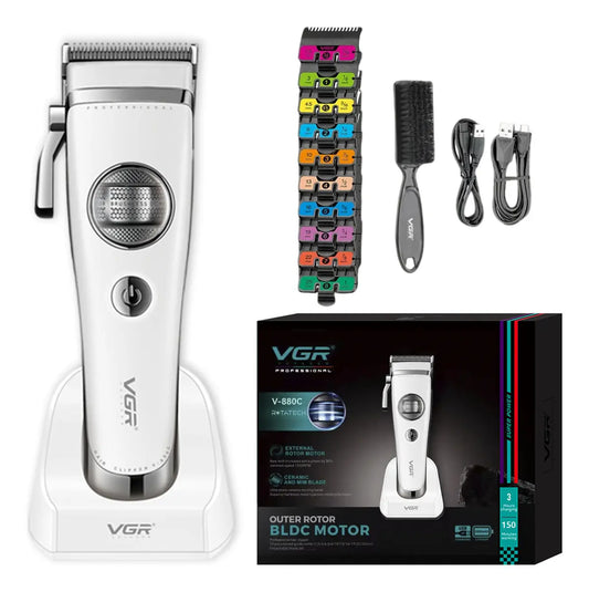 Máquina Cortar Pelo Vgr V-880c Cerámica Motor Bldc 9000rpm Color Blanco
