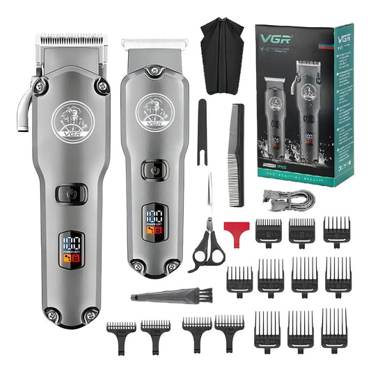 Combo De Peluqueria Vgr-675 Maquina + Patillera