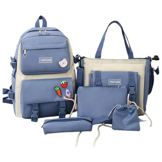 Kit Escolar Multifuncional Maleta 5 Piezas Celeste