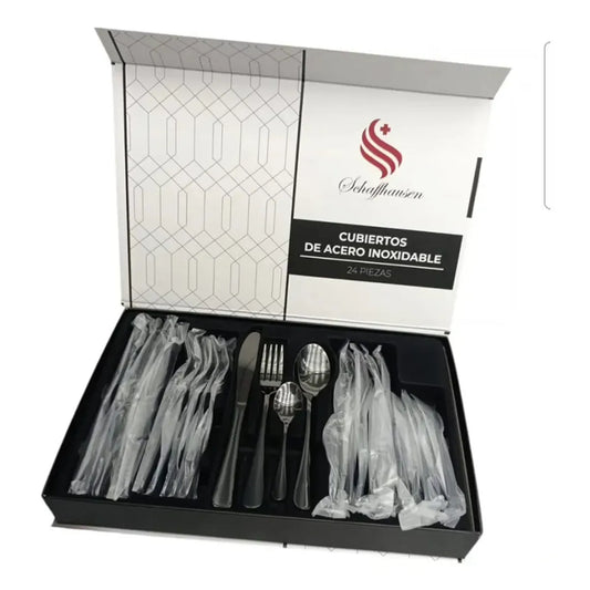 Juego De Cubiertos Premium De Acero Inoxidable Negro – Set De 24 Piezas Schaffhausen
