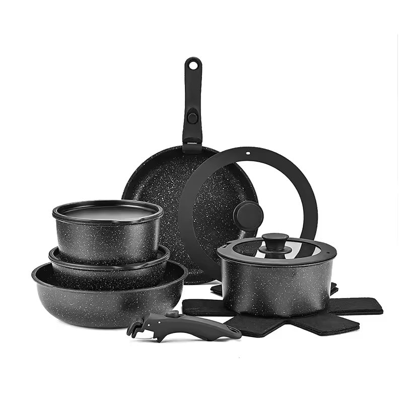 Set Juego De Ollas 17 Piezas Granito Marmol Antiadherente