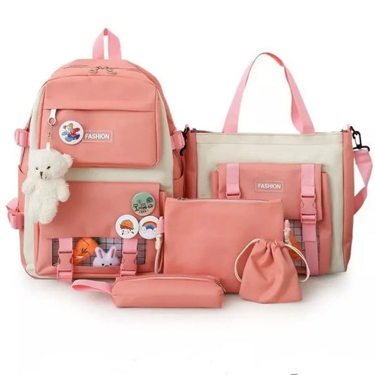 Kit Escolar Multifuncional Maleta 5 Piezas Rosado