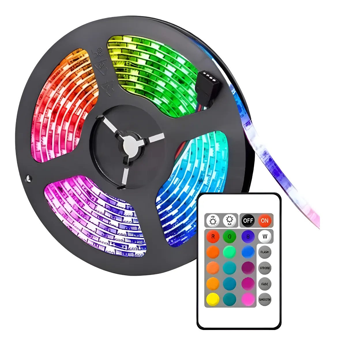 Cinta Luz Led Rgb Multicolor 5m Con Adaptador Y Control