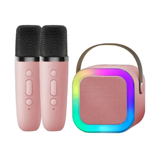 Parlante Karaoke Inalámbrico LED Con 2 Microfonos Bluetooth