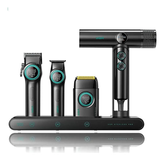 Combo De Barberia Multifuncional Profesional Maletin Vgr 4 En 1