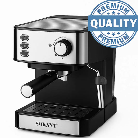 Cafetera Eléctrica Sokany para Café Espresso y Cappuccino – 15 Bares de Presión