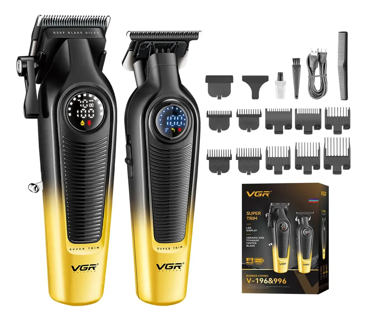 Maquina Profesional Peluquería Vgr V-196 Y 996 Dorado