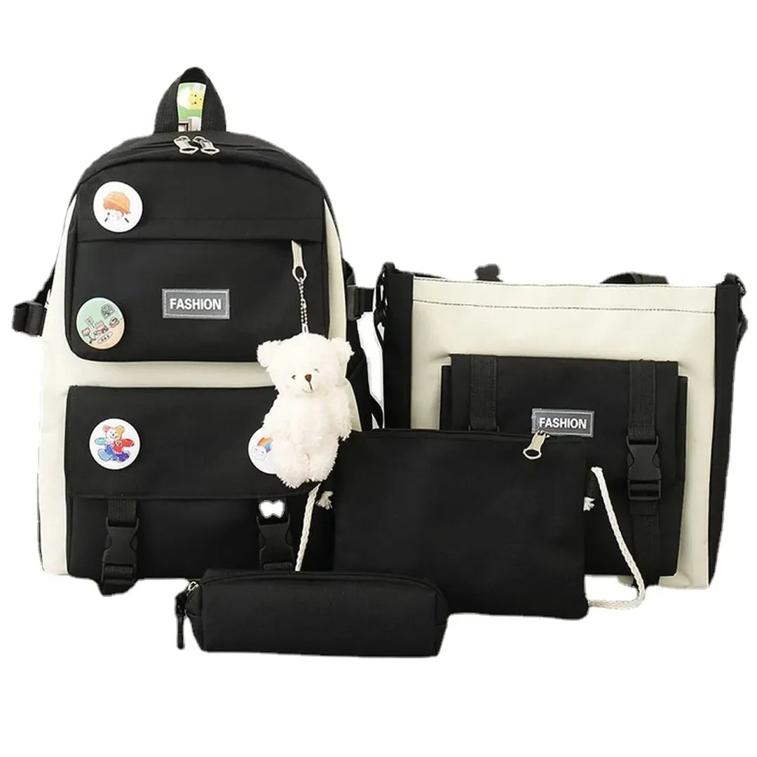 Maleta Mochila Morral Bolso Estuche Escolar Viajero 5 Piezas Negro