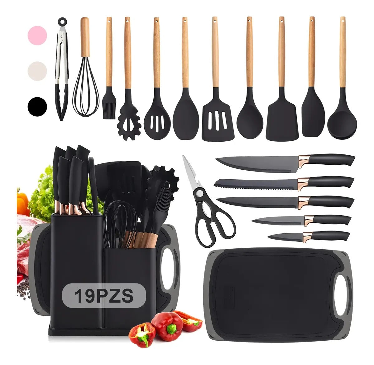 Utensilios De Cocina Silicona Espatulas Y Cuchillos 19 Set
