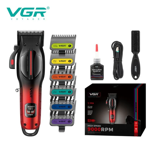 Máquina Cortar Pelo Vgr V-026 9000 Rpm Cuchilla Cerámica Dlc Color Rojo